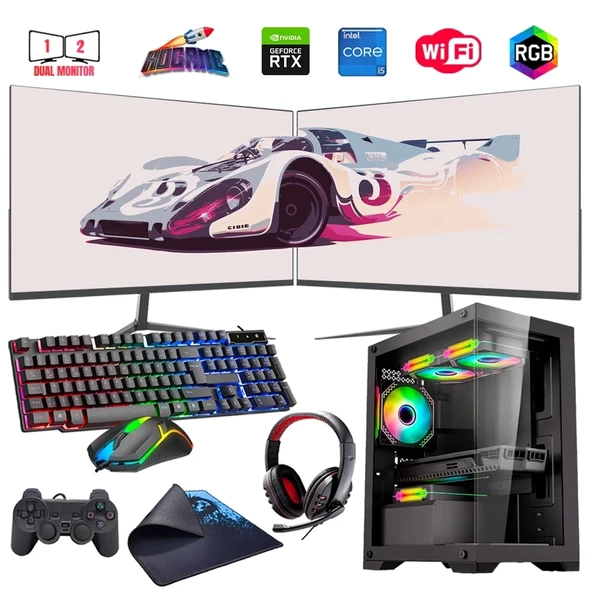 i5 13400F 16GB DDR4 1TB m2 6GB RTX3050 Çift 24" Monitörlü Oyun Bilgisayarı (Gaming SET) ürün görseli