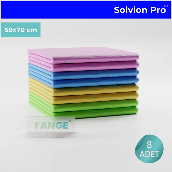 8 Adet FANGE Solvion Pro Temizlik Bezi, Büyük Boy 50 x 70, Yeni Nesil Temizlik Bezi