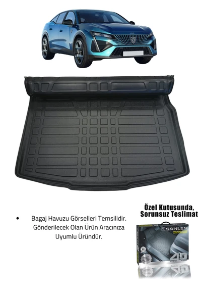 Sahler Peugeot 408 2022+ Uyumlu 4.5d Premium Havuzlu Paspas ve Liner Marka 3D Bagaj Havuzu - 2