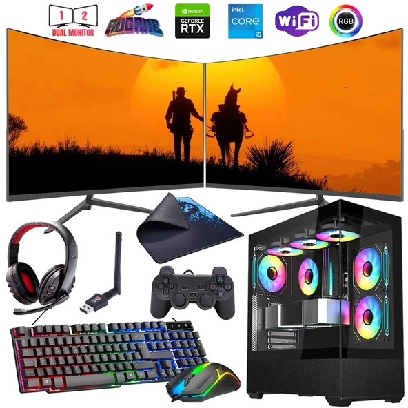 i5 13400F 16GB DDR4 1TB m2 12GB RTX3060 Çift 24" Monitörlü Oyun Bilgisayarı (Gaming SET) ürün görseli