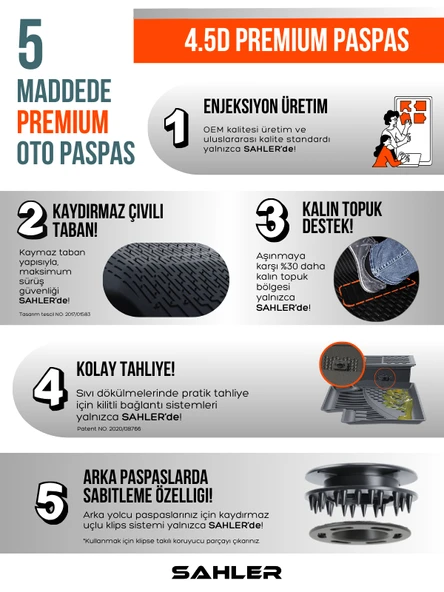 Sahler Peugeot 408 2022+ Uyumlu 4.5d Premium Havuzlu Paspas ve Liner Marka 3D Bagaj Havuzu - 3