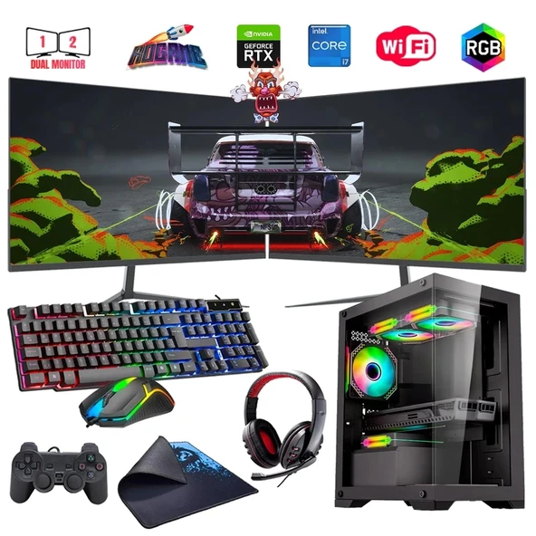 i5 13400F 16GB DDR4 1TB m2 8GB RTX3050 Çift 24" Monitörlü Oyun Bilgisayarı (Gaming SET) ürün görseli