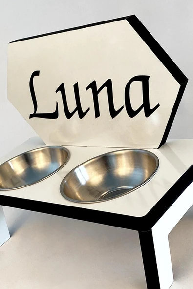 Ahşap Özel Isim Baskılı Kedi Köpek Mama Su Kabı Standı Metal Suluk Mamalık Çelik Kaseli Evcil Hayvan - 5