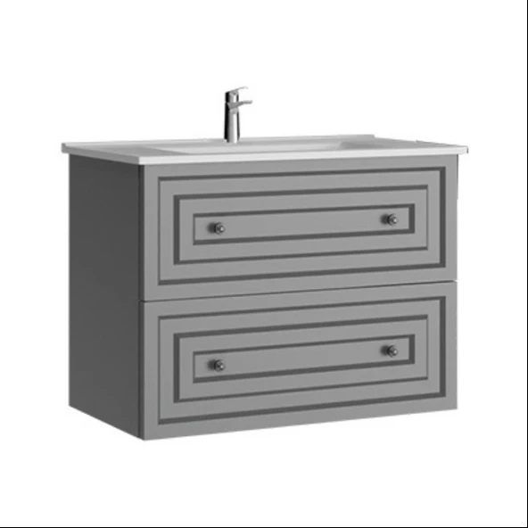 Kayra Lavabo Dolabı Çekmeceli Mat Gri