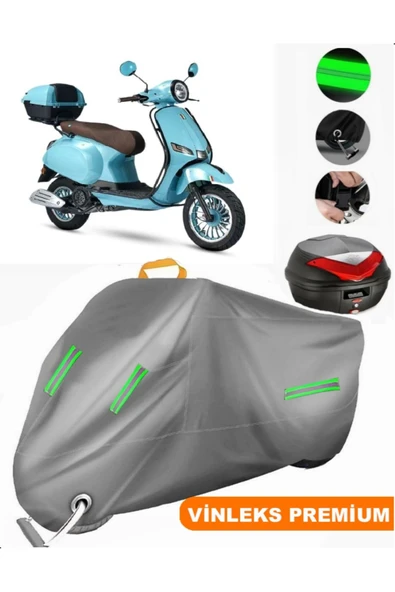 MotoEN  Vinleks Gri Altai XLine 50 Pro Arka Çanta Uyumlu Motosiklet Brandası (Kilit Uyumlu) ürün görseli 1