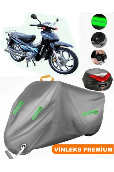 MotoEN  Vinleks Gri Arora AR 100-7 Special Alfa Arka Çanta Uyumlu Motosiklet Brandası (Kilit Uyumlu)