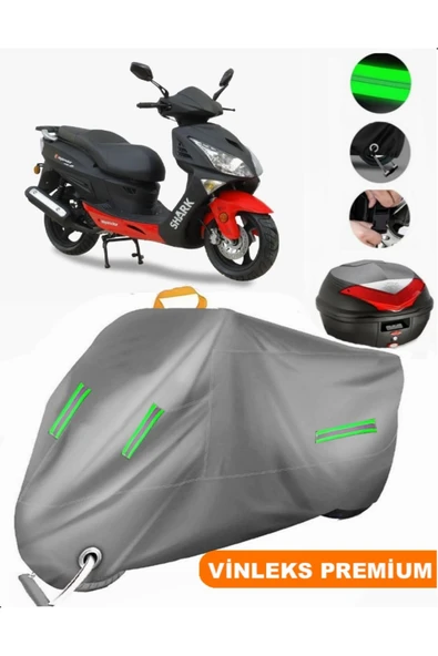 MotoEN  Vinleks Gri Asya AS 150 T1 Arka Çanta Uyumlu Motosiklet Brandası (Kilit Uyumlu)