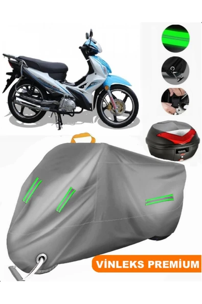 MotoEN  Vinleks Gri Arora AR 100-7 Arka Çanta Uyumlu Motosiklet Brandası (Kilit Uyumlu) ürün görseli