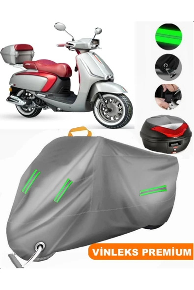 MotoEN  Vinleks Gri Arora Mojito Pro S Arka Çanta Uyumlu Motosiklet Brandası (Kilit Uyumlu) ürün görseli