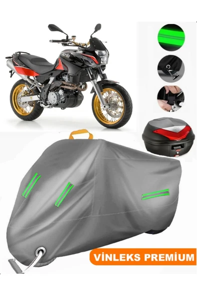 MotoEN  Vinleks Gri Aprilia Pegaso 650 Arka Çanta Uyumlu Motosiklet Brandası (Kilit Uyumlu) ürün görseli