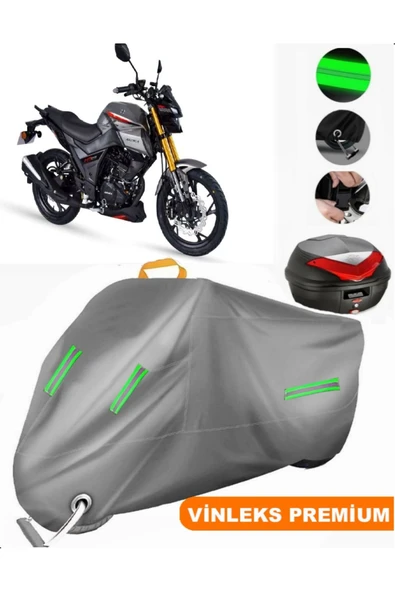 MotoEN  Vinleks Gri Arora MT 125 Arka Çanta Uyumlu Motosiklet Brandası (Kilit Uyumlu)