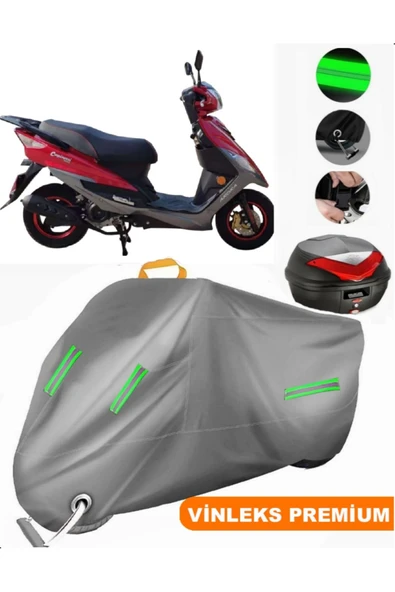 MotoEN  Vinleks Gri Arora AR 50-6 Capirossi Arka Çanta Uyumlu Motosiklet Brandası (Kilit Uyumlu) ürün görseli