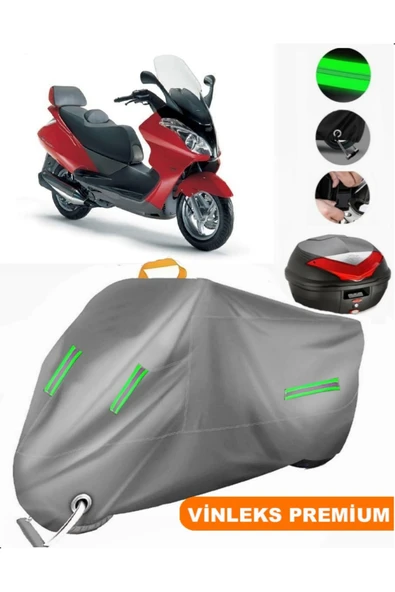 MotoEN  Vinleks Gri Aprilia Atlantic 200 Arka Çanta Uyumlu Motosiklet Brandası (Kilit Uyumlu) ürün görseli 1