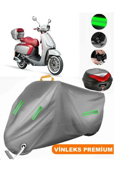 MotoEN  Vinleks Gri Arora Mojito 50 Arka Çanta Uyumlu Motosiklet Brandası (Kilit Uyumlu) ürün görseli