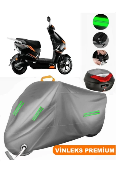 MotoEN  Vinleks Gri Arora ZR7 Arka Çanta Uyumlu Motosiklet Brandası (Kilit Uyumlu)