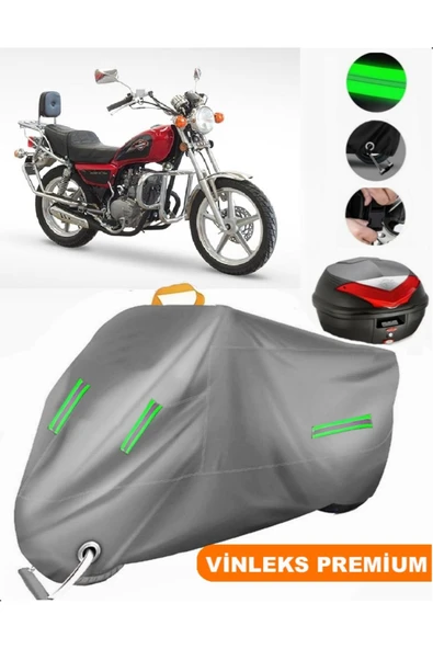 MotoEN  Vinleks Gri Asya Ultra 150 Arka Çanta Uyumlu Motosiklet Brandası (Kilit Uyumlu) ürün görseli