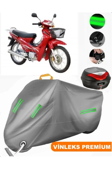 MotoEN  Vinleks Gri Asya AS 100-7 Turkcub Lüks Arka Çanta Uyumlu Motosiklet Brandası (Kilit Uyumlu) ürün görseli 1