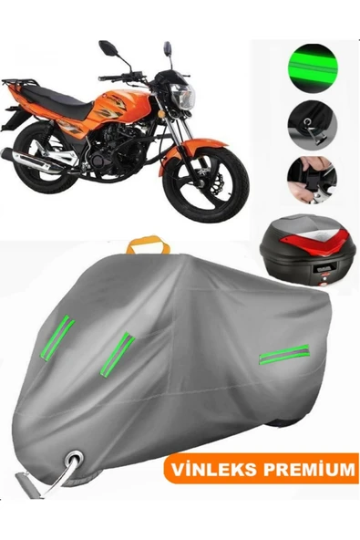 MotoEN  Vinleks Gri Asya Swift 150 Arka Çanta Uyumlu Motosiklet Brandası (Kilit Uyumlu) ürün görseli