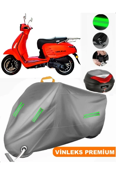 MotoEN  Vinleks Gri Apachi True 125 Arka Çanta Uyumlu Motosiklet Brandası (Kilit Uyumlu)