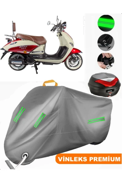 MotoEN  Vinleks Gri Arora AR 150T-N2 Nostalji Arka Çanta Uyumlu Motosiklet Brandası (Kilit Uyumlu) ürün görseli 1