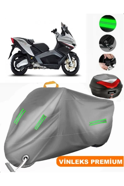 MotoEN  Vinleks Gri Aprilia SRV 850 ?.E. ABS Arka Çanta Uyumlu Motosiklet Brandası (Kilit Uyumlu) ürün görseli