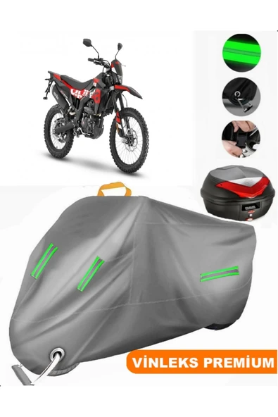 MotoEN  Vinleks Gri Aprilia RX 125 Arka Çanta Uyumlu Motosiklet Brandası (Kilit Uyumlu)