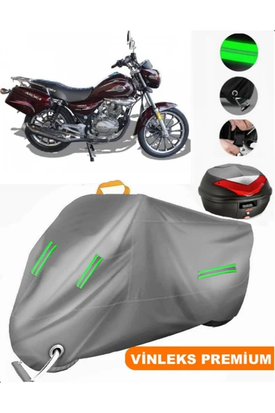 MotoEN Vinleks Gri Arora AR 180-16 C Arka Çanta Uyumlu Motosiklet Brandası (Kilit Uyumlu)