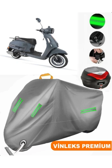 MotoEN  Vinleks Gri Arora Dazzle Pro Arka Çanta Uyumlu Motosiklet Brandası (Kilit Uyumlu)