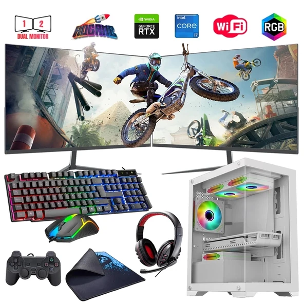 i5 14400F 16GB DDR4 1TB m2 6GB RTX3050 Çift 24" Monitörlü Oyun Bilgisayarı (Gaming SET) ürün görseli