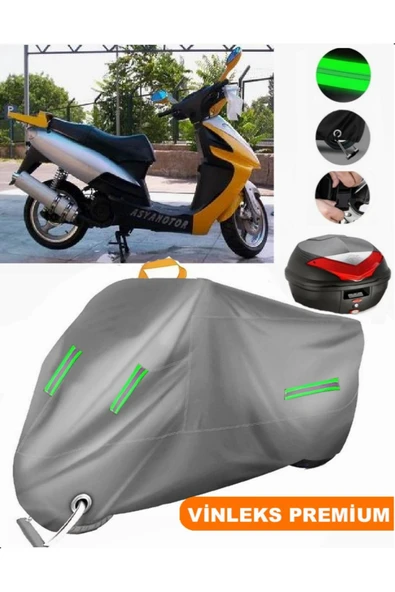 MotoEN  Vinleks Gri Asya AS 150 T 5A Arka Çanta Uyumlu Motosiklet Brandası (Kilit Uyumlu) ürün görseli