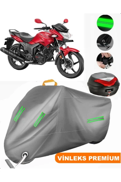 MotoEN  Vinleks Gri Asya Hero 125 Arka Çanta Uyumlu Motosiklet Brandası (Kilit Uyumlu) ürün görseli