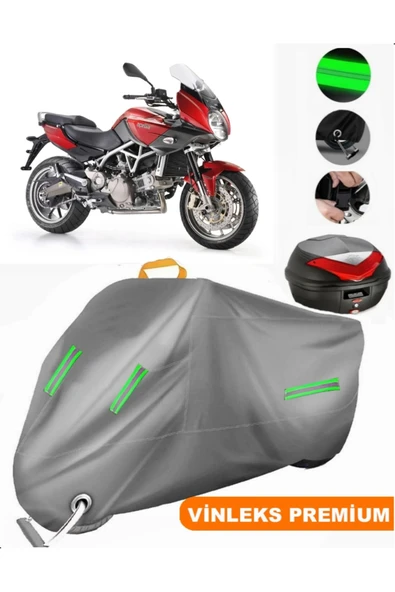 MotoEN  Vinleks Gri Aprilia Mana 850 GT ABS Arka Çanta Uyumlu Motosiklet Brandası (Kilit Uyumlu)