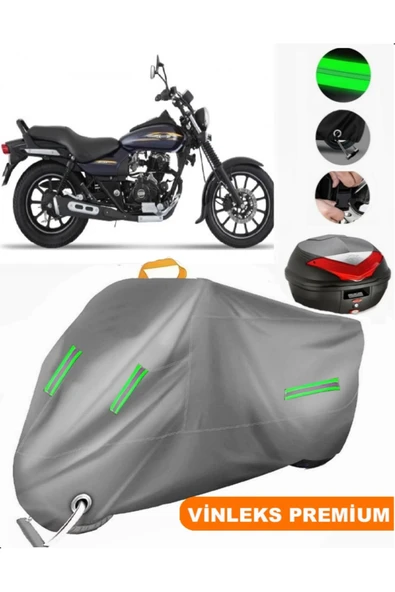MotoEN  Vinleks Gri Bajaj Avenger Street 150 Arka Çanta Uyumlu Motosiklet Brandası (Kilit Uyumlu)