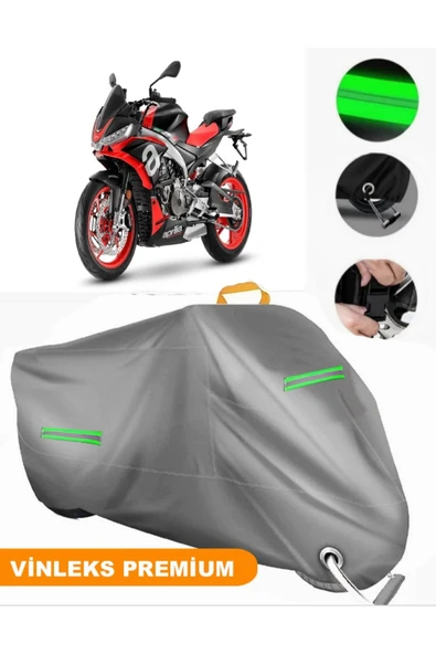 MotoEN Vinleks Gri Aprilia Tuono 660 Uyumlu Motosiklet Brandası Lüx Kalite (Kilit Uyumlu)