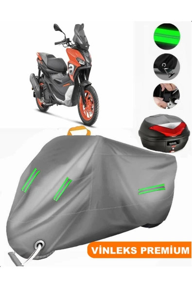 MotoEN  Vinleks Gri Aprilia SR GT 125 Arka Çanta Uyumlu Motosiklet Brandası (Kilit Uyumlu) ürün görseli