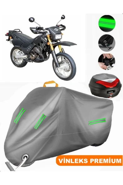 MotoEN  Vinleks Gri Asya AS 200 GY 2 Arka Çanta Uyumlu Motosiklet Brandası (Kilit Uyumlu)