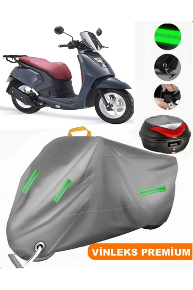 MotoEN  Vinleks Gri Arora Gemma Arka Çanta Uyumlu Motosiklet Brandası (Kilit Uyumlu)