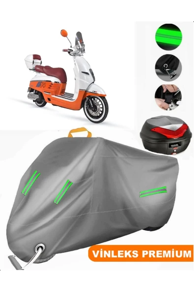 MotoEN  Vinleks Gri Arora Malibu Arka Çanta Uyumlu Motosiklet Brandası (Kilit Uyumlu) ürün görseli