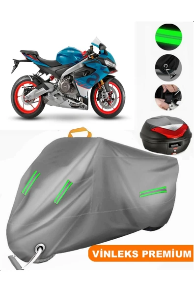 MotoEN  Vinleks Gri Aprilia RS 660 Arka Çanta Uyumlu Motosiklet Brandası (Kilit Uyumlu) ürün görseli 1
