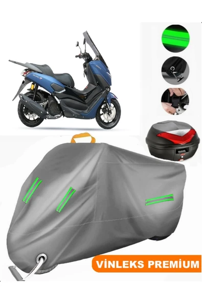 MotoEN  Vinleks Gri Arora Max-T Arka Çanta Uyumlu Motosiklet Brandası (Kilit Uyumlu)