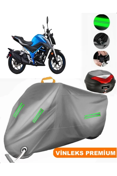 MotoEN  Vinleks Gri Arora CK250 Arka Çanta Uyumlu Motosiklet Brandası (Kilit Uyumlu)