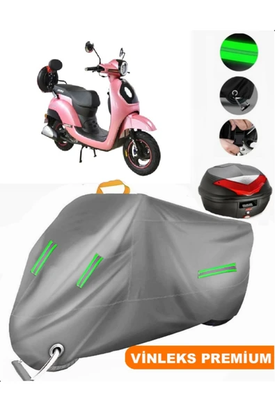 MotoEN Vinleks Gri Arora AR 50-8 Espresso Arka Çanta Uyumlu Motosiklet Brandası (Kilit Uyumlu)