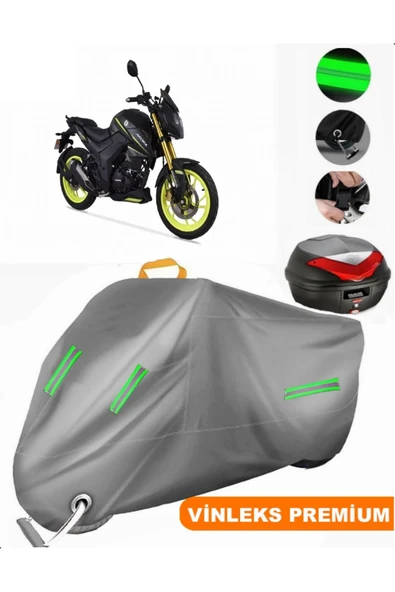 MotoEN Vinleks Gri Arora ARS 200 Arka Çanta Uyumlu Motosiklet Brandası (Kilit Uyumlu)