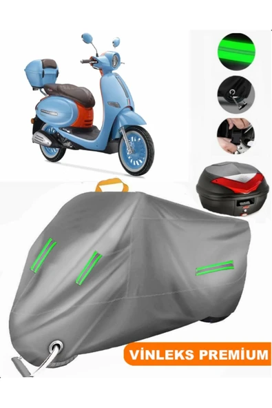MotoEN  Vinleks Gri Arora Cappucino 125 Arka Çanta Uyumlu Motosiklet Brandası (Kilit Uyumlu)