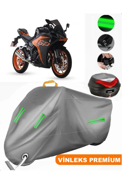 MotoEN  Vinleks Gri Arora GP 250 Arka Çanta Uyumlu Motosiklet Brandası (Kilit Uyumlu) - 1