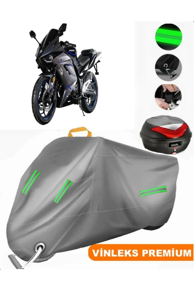 MotoEN  Vinleks Gri Arora AR125 Arka Çanta Uyumlu Motosiklet Brandası (Kilit Uyumlu)