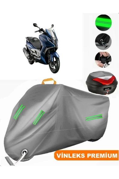 MotoEN  Vinleks Gri Arora GT 125 Arka Çanta Uyumlu Motosiklet Brandası (Kilit Uyumlu)