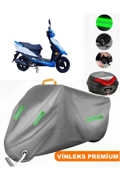 MotoEN  Vinleks Gri Apachi Alfa 50 Arka Çanta Uyumlu Motosiklet Brandası (Kilit Uyumlu) ürün görseli 1