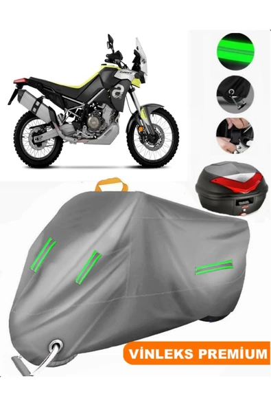 MotoEN  Vinleks Gri Aprilia Tuareg Arka Çanta Uyumlu Motosiklet Brandası (Kilit Uyumlu) ürün görseli