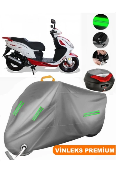 MotoEN  Vinleks Gri Arora AR 150 T8-H Joker Arka Çanta Uyumlu Motosiklet Brandası (Kilit Uyumlu) ürün görseli